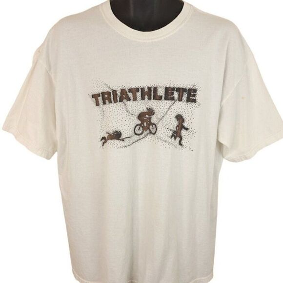 Dino Tri Triathlon T Shirt Vintage Y2K Swimming Running Cycling Race Mens XL - Picture 1 of 9